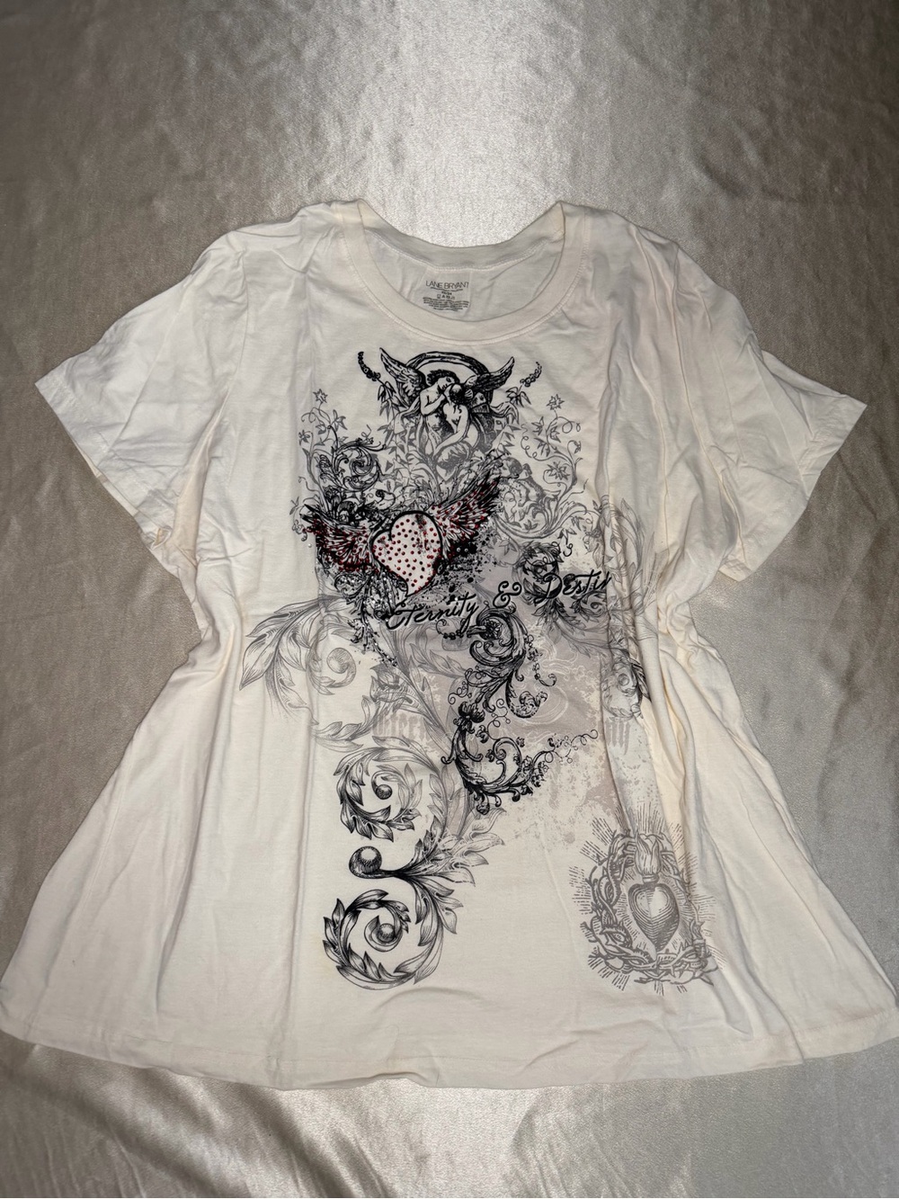 Lane Bryant Eternity & Destiny Graphic Rhinestone Shirt Size 22/24 Vintage Y2K
